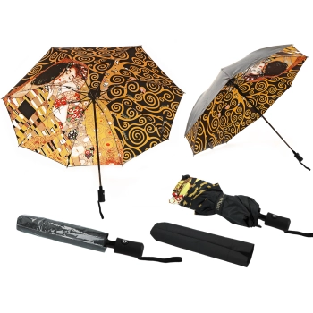 Parasol składany - G. Klimt, Pocałunek i Drzewo życia (dekoracja pod spodem) (CARMANI)