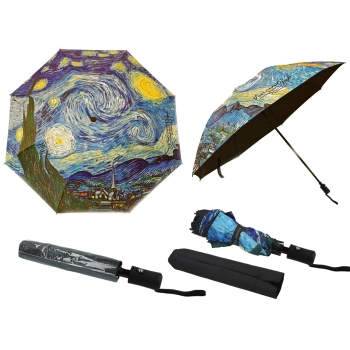 Parasol składany - V. van Gogh, Gwiaździsta Noc (dekoracja na wierzchu) (CARMANI)