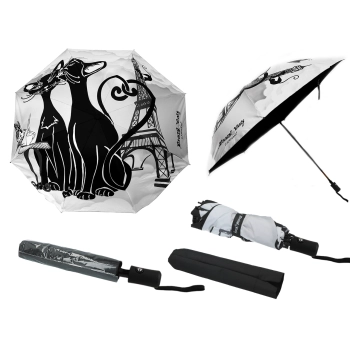 Parasol automatyczny, składany - Koci świat (dekoracja na wierzchu) (CARMANI)
