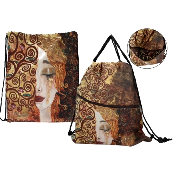 Worek na plecy z kieszenią w tubie - G. Klimt, Złote łzy (CARMANI)