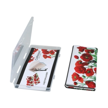 Etui na okulary, składane - Dekoracja kwiatowa, Maki (CARMANI)
