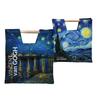 Torba z drewnianym uchwytem - V. van Gogh, Gwiaździsta noc nad Rodanem (CARMANI)