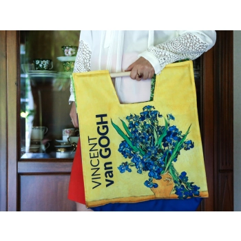 Torba z drewnianym uchwytem - V. van Gogh, Irysy (CARMANI)