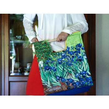 Torba z drewnianym uchwytem - V. van Gogh, Irysy (CARMANI)