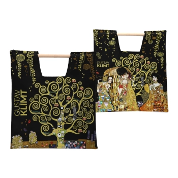 Torba z drewnianym uchwytem - G. Klimt, Drzewo życia (CARMANI)