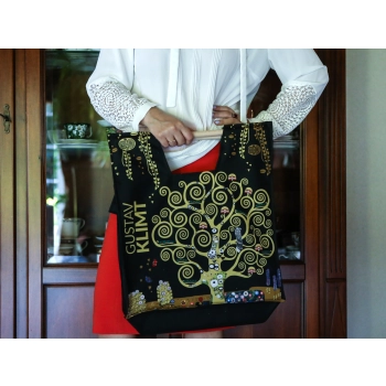 Torba z drewnianym uchwytem - G. Klimt, Drzewo życia (CARMANI)