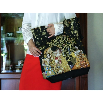 Torba z drewnianym uchwytem - G. Klimt, Drzewo życia (CARMANI)