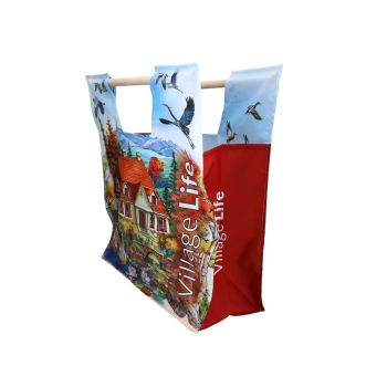 Torba z drewnianym uchwytem - Village Life (CARMANI)
