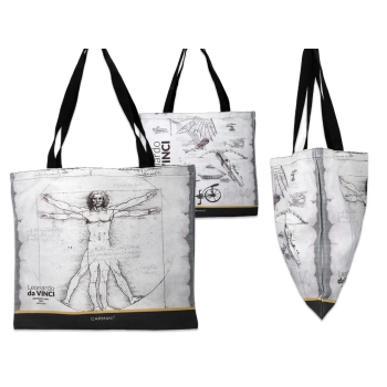 Torba płócienna - L. Da Vinci, Człowiek Witruwiański i Machiny latające (CARMANI)
