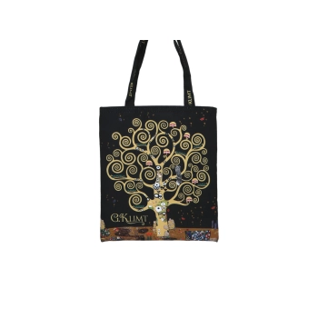 Torba śniadaniowa - G. Klimt, Pocałunek i Drzewo życia (czarne tło) (CARMANI)