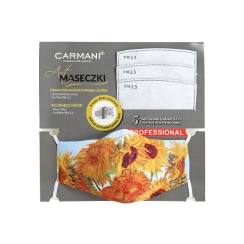 Maseczka ochronna z filtrem - V. van Gogh, Słoneczniki (CARMANI)