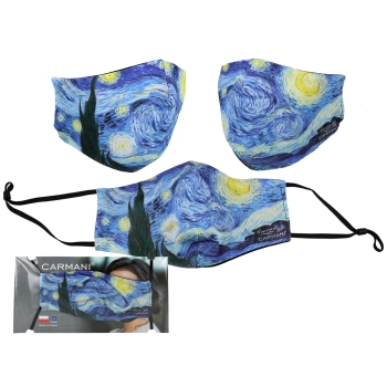 Maseczka ochronna - V. van Gogh, Gwiaździsta Noc (czarna gumka) (CARMANI)