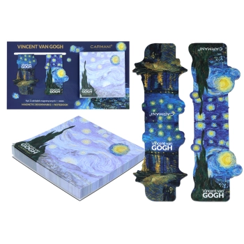 Kpl. Notes magnetyczny i 2 zakładki magnetyczne - V. van Gogh, Gwiaździsta Noc (CARMANI)