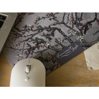 Podkładka pod mysz komputerową - V. van Gogh, Kwitnący migdałowiec, srebrny (CARMANI)
