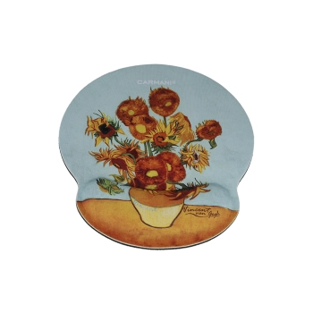 Podkładka pod mysz komputerową z poduszką na nadgarstek - V. van Gogh, Słoneczniki (CARMANI)
