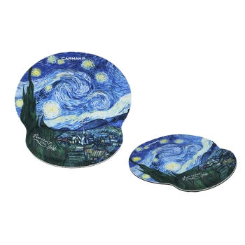 Podkładka pod mysz komputerową z poduszką na nadgarstek - V. van Gogh, Gwiaździsta Noc (CARMANI)