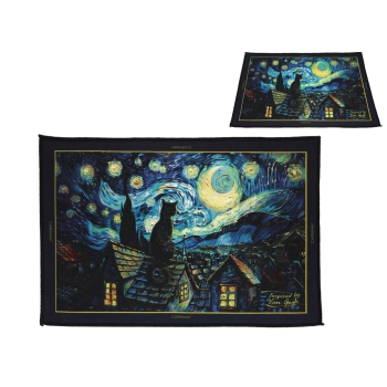 Dywanik - Inspiriwany V. van Gogh, Gwiaździsta Noc i Koty (CARMANI)