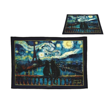Dywanik - Inspiriwany V. van Gogh, Gwiaździsta Noc i Koty (CARMANI)