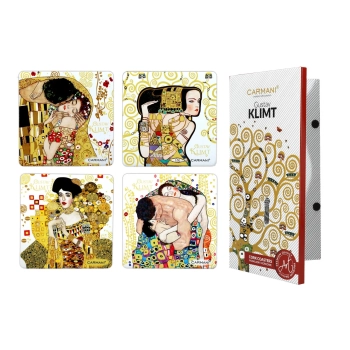 Kpl. 4 podkładek korkowych - G. Klimt, białe tło (CARMANI)