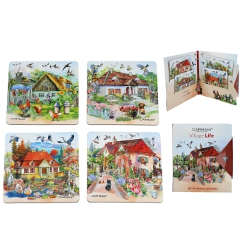 Kpl. 4 podkładek korkowych - Village Life (CARMANI)