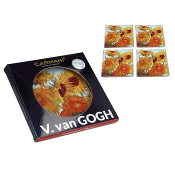 Kpl. 4 podkładek pod kubki - V. van Gogh, Słoneczniki (CARMANI)