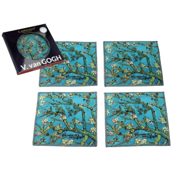 Kpl. 4 podkładek pod kubki - V. van Gogh, Kwitnący migdałowiec (CARMANI)