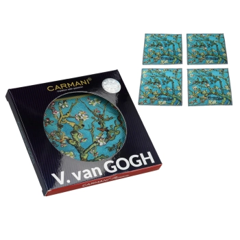 Kpl. 4 podkładek pod kubki - V. van Gogh, Kwitnący migdałowiec (CARMANI)