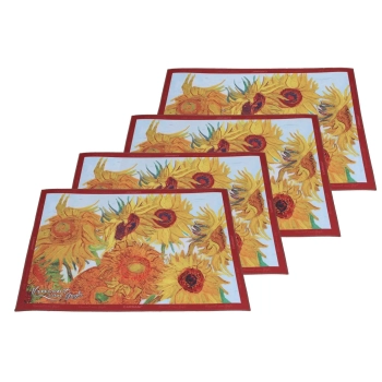 Kpl. 4 podkładek na stół + bieżnik  - V. van Gogh, Słoneczniki (CARMANI)