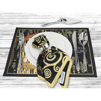 Podkładka na stół - G. Klimt, Pocałunek, czarne tło (CARMANI)