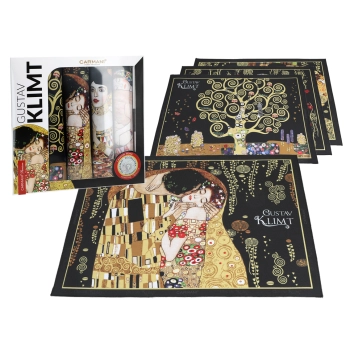 Kpl. 4 podkładek na stół - G. Klimt, mix, czarne tło (CARMANI)