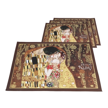 Kpl. 4 podkładek na stół - G. Klimt, Pocałunek, brązowe tło (CARMANI)