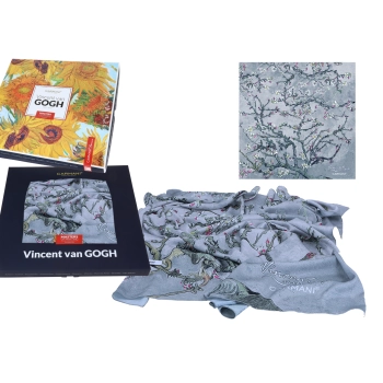 Chusta - V. van Gogh, Kwitnący Migdałowiec, srebrny (CARMANI)