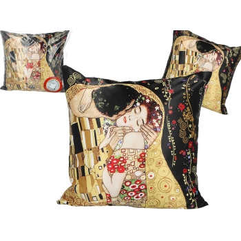 Poduszka z wypełnieniem/suwak - G. Klimt, Pocałunek (czarne tło) (CARMANI)