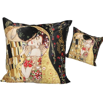 Poduszka z wypełnieniem/suwak - G. Klimt, Pocałunek (czarne tło) (CARMANI)