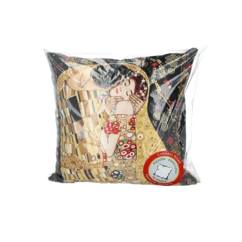 Poduszka z wypełnieniem/suwak - G. Klimt, Pocałunek (czarne tło) (CARMANI)