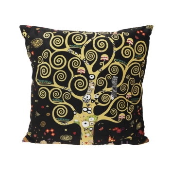 Poduszka z wypełnieniem/suwak - G. Klimt, Drzewo życia(białe/czarne tło) (CARMANI)