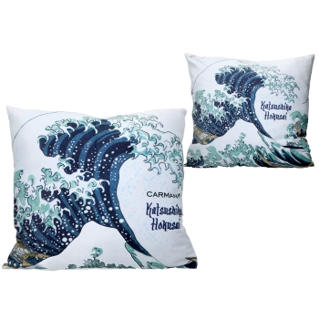 Poduszka z wypełnieniem/suwak - Hokusai Katsushika, Wielka fala w Kanagawie (CARMANI)