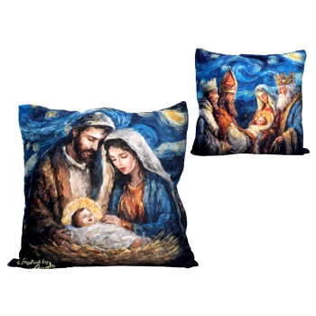Poduszka z wypełnieniem/suwak - insp. malarstwem van Gogha, Boże Narodzenie (CARMANI)