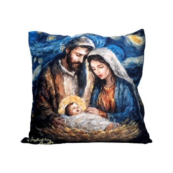 Poduszka z wypełnieniem/suwak - insp. malarstwem van Gogha, Boże Narodzenie (CARMANI)