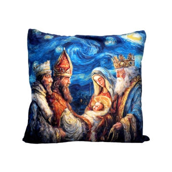 Poduszka z wypełnieniem/suwak - insp. malarstwem van Gogha, Boże Narodzenie (CARMANI)