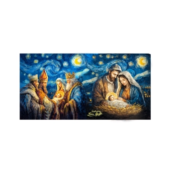 Poduszka z wypełnieniem/suwak - insp. malarstwem van Gogha, Boże Narodzenie (CARMANI)