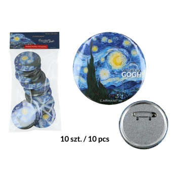 Kpl. 10 przypinek - V. van Gogh, Gwiaździsta Noc (CARMANI)