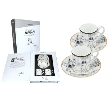 Kpl. 2 filiżanek espresso - L. Da Vinci, Człowiek Witruwiański (CARMANI)