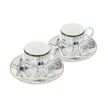 Kpl. 2 filiżanek espresso - L. Da Vinci, Człowiek Witruwiański (CARMANI)