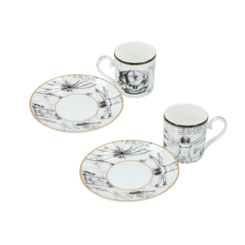 Kpl. 2 filiżanek espresso - L. Da Vinci, Człowiek Witruwiański (CARMANI)