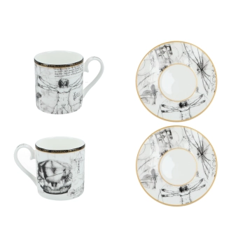 Kpl. 2 filiżanek espresso - L. Da Vinci, Człowiek Witruwiański (CARMANI)