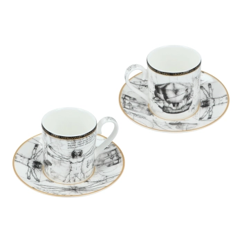 Kpl. 2 filiżanek espresso - L. Da Vinci, Człowiek Witruwiański (CARMANI)