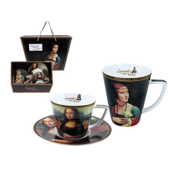 Kpl. filiżanka i kubek - L. da Vinci, Mona Lisa, Dama z łasiczką (CARMANI)