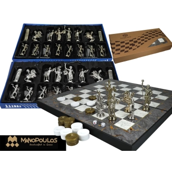 2 w 1 Backgammon Szachy (szary marmur)