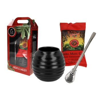 Zestaw do Yerby - Naczynie Ceramiczne (czarne) + bombilla + Yerba Mate Green 50g